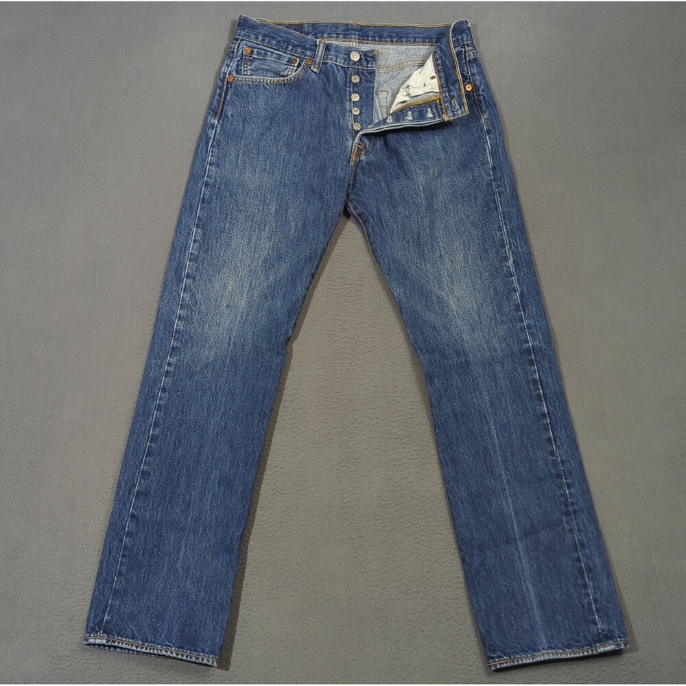 Levi's Jeans Men's 32x32 Fits 30x30 Blue 501 Straight Button Fly Denim